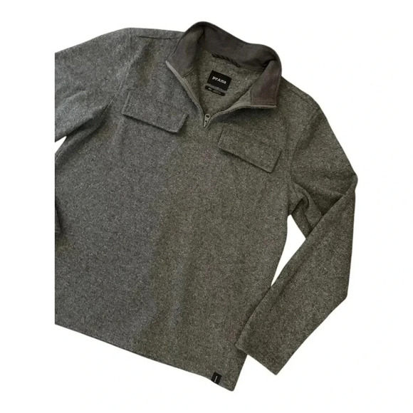 prAna Brookland 1/4 Zip Sweater Gravel Gray Men’s Size M - Picture 4 of 10